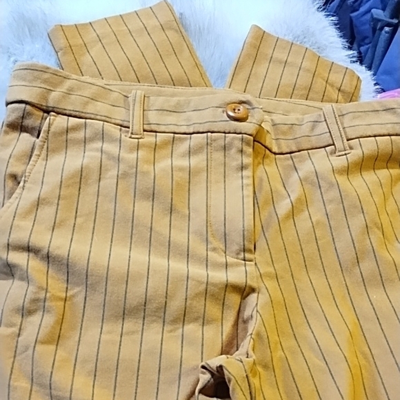 Zara Mustard Pinstripe Pants - Picture 2 of 6